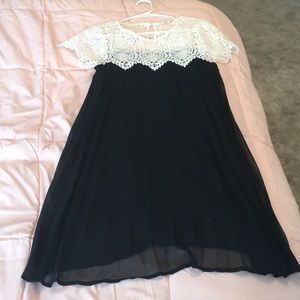Knee length black and white dress